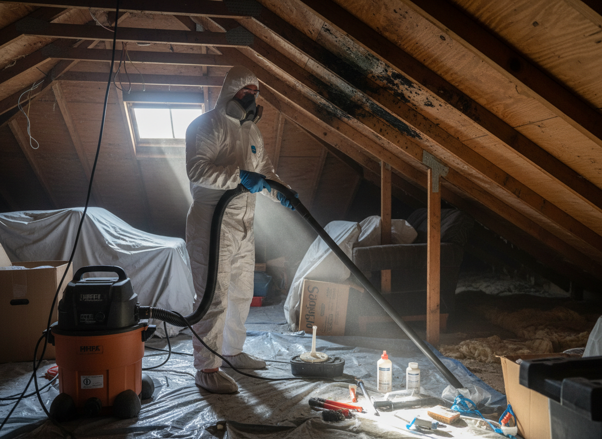 Attic mold testing and removal in Edwards